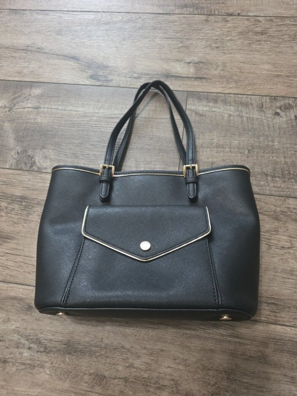 Michael Kors Saffiano Black Leather Medium-Size Tote Bag